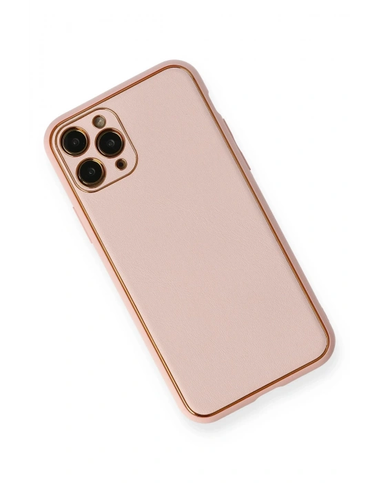 Newface iPhone 11 Pro Kılıf Coco Deri Silikon Kapak - Pembe
