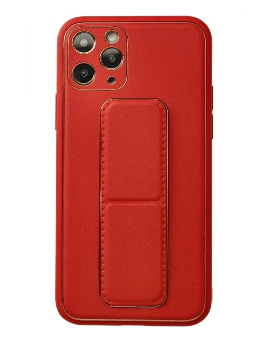 Newface iPhone 11 Pro Kılıf Coco Deri Standlı Kapak - Kırmızı