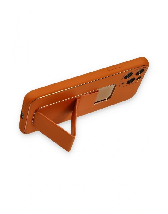 Newface iPhone 11 Pro Kılıf Coco Deri Standlı Kapak - Turuncu