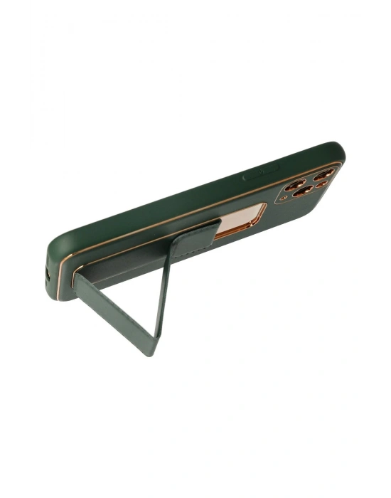 Newface iPhone 11 Pro Kılıf Coco Deri Standlı Kapak - Yeşil