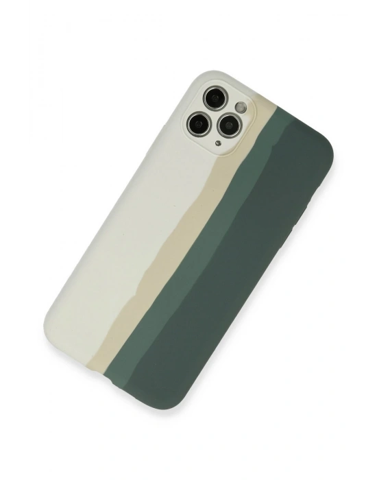 Newface iPhone 11 Pro Kılıf Ebruli Lansman Silikon - Beyaz-Gri