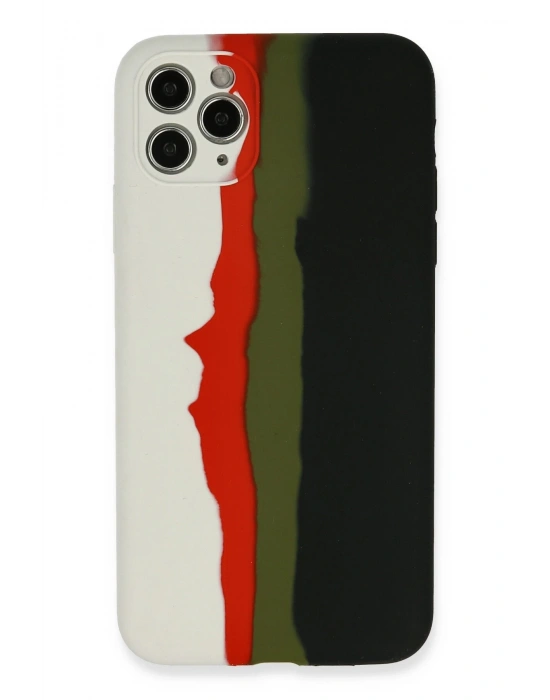 Newface iPhone 11 Pro Kılıf Ebruli Lansman Silikon - Beyaz-Siyah