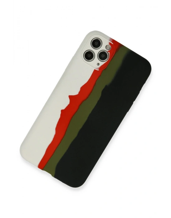 Newface iPhone 11 Pro Kılıf Ebruli Lansman Silikon - Beyaz-Siyah