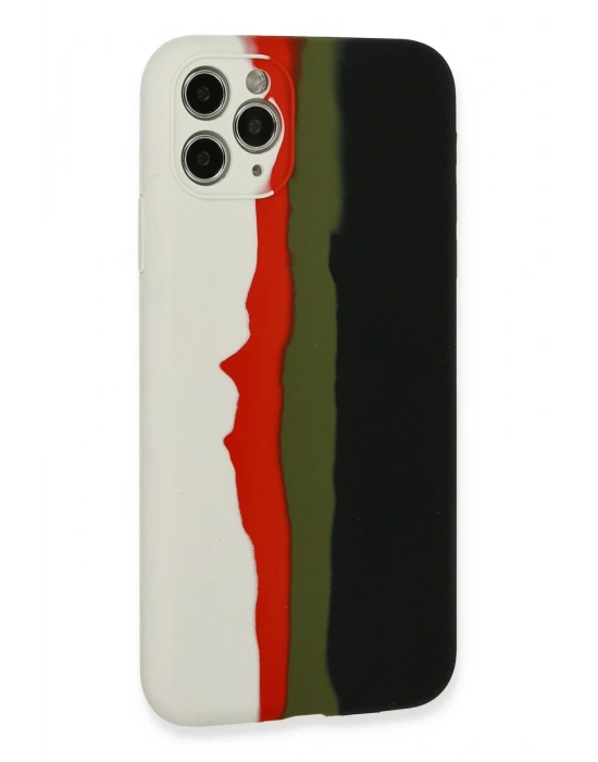 Newface iPhone 11 Pro Kılıf Ebruli Lansman Silikon - Beyaz-Siyah