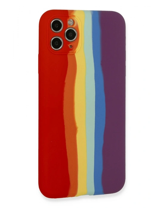 Newface iPhone 11 Pro Kılıf Ebruli Lansman Silikon - Kırmızı-Mor