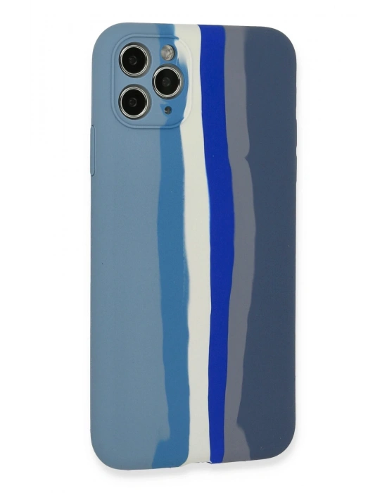 Newface iPhone 11 Pro Kılıf Ebruli Lansman Silikon - Mavi-Gri