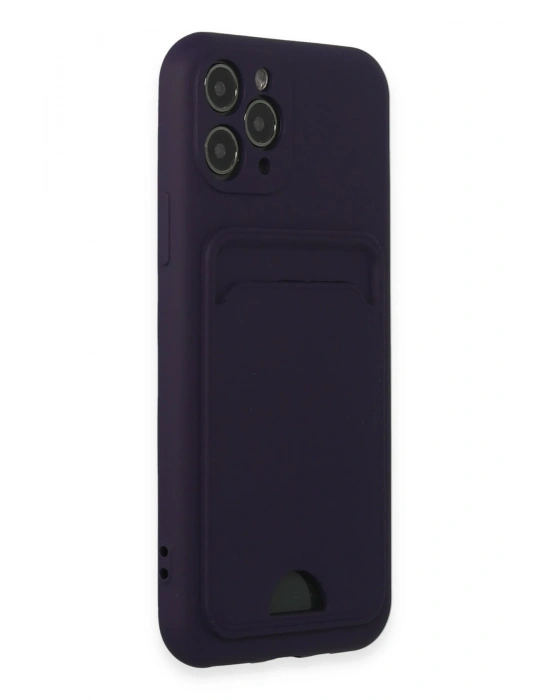 Newface iPhone 11 Pro Kılıf Kelvin Kartvizitli Silikon - Derin Mor