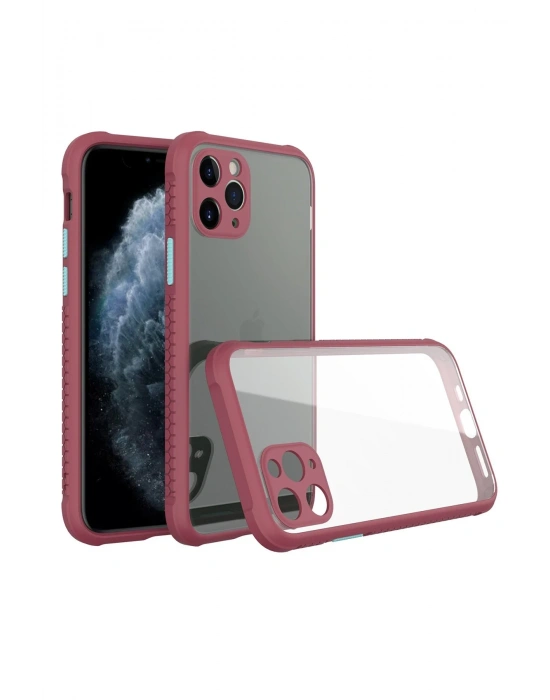 Newface iPhone 11 Pro Kılıf Miami Şeffaf Silikon - Fuşya