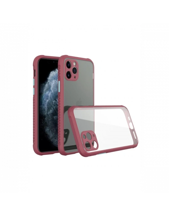 Newface iPhone 11 Pro Kılıf Miami Şeffaf Silikon - Fuşya