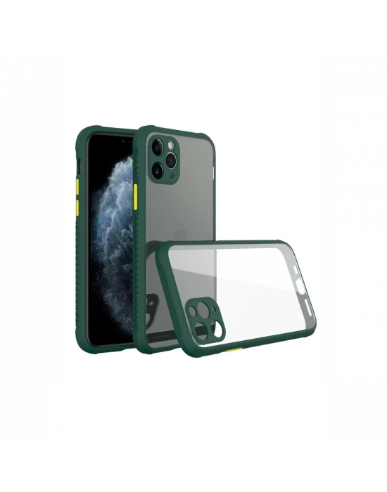 Newface iPhone 11 Pro Kılıf Miami Şeffaf Silikon - Koyu Yeşil