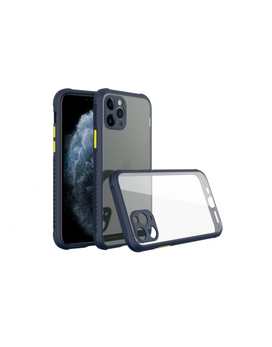 Newface iPhone 11 Pro Kılıf Miami Şeffaf Silikon - Lacivert