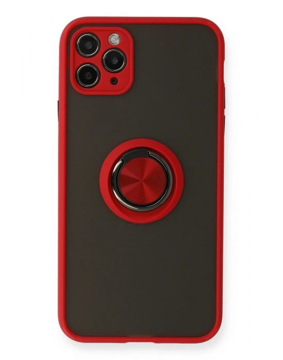 Newface iPhone 11 Pro Kılıf Montreal Yüzüklü Silikon Kapak - Kırmızı