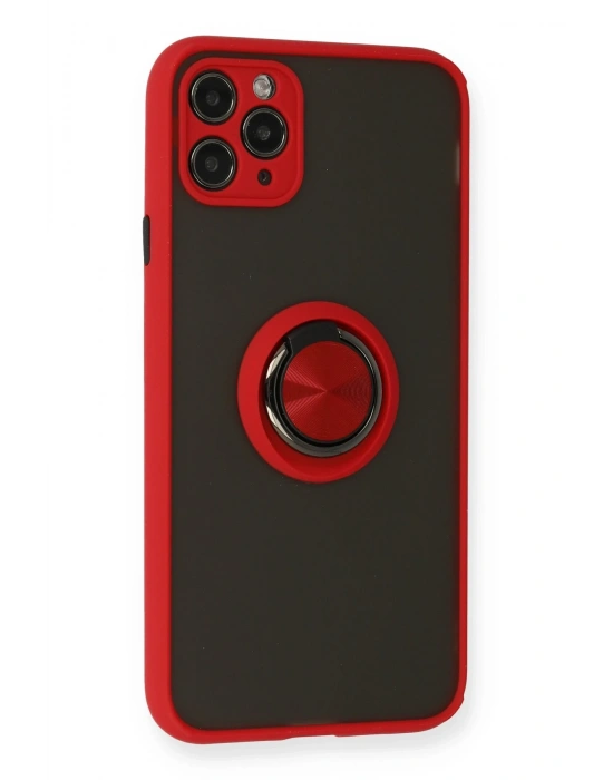 Newface iPhone 11 Pro Kılıf Montreal Yüzüklü Silikon Kapak - Kırmızı