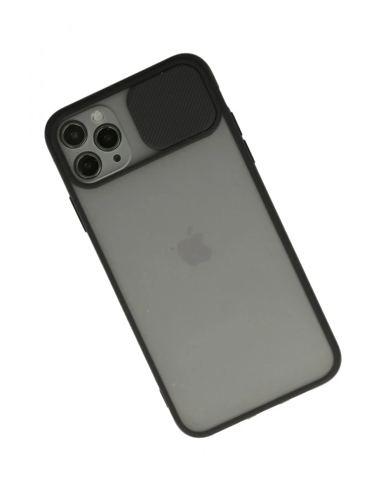 Newface iPhone 11 Pro Kılıf Palm Buzlu Kamera Sürgülü Silikon - Siyah