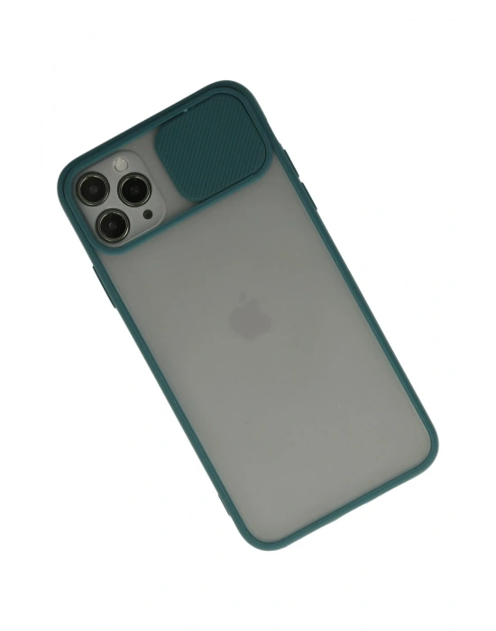 Newface iPhone 11 Pro Kılıf Palm Buzlu Kamera Sürgülü Silikon - Yeşil