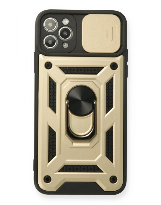 Newface iPhone 11 Pro Kılıf Pars Lens Yüzüklü Silikon - Gold