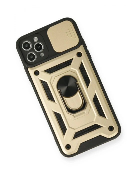 Newface iPhone 11 Pro Kılıf Pars Lens Yüzüklü Silikon - Gold