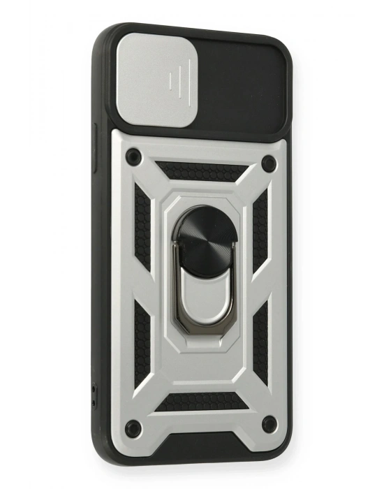 Newface iPhone 11 Pro Kılıf Pars Lens Yüzüklü Silikon - Gümüş