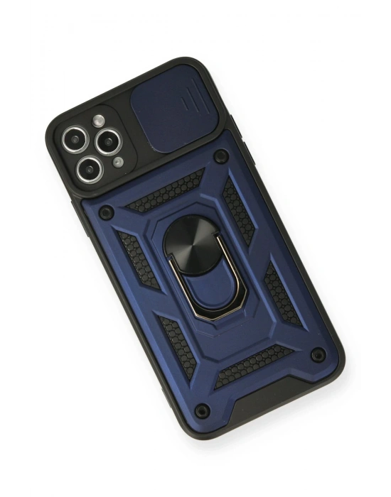 Newface iPhone 11 Pro Kılıf Pars Lens Yüzüklü Silikon - Lacivert