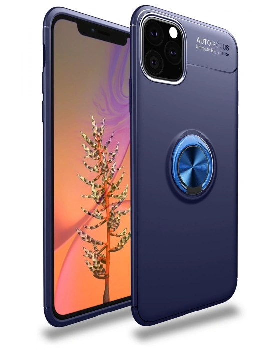 Newface iPhone 11 Pro Kılıf Range Yüzüklü Silikon - Mavi