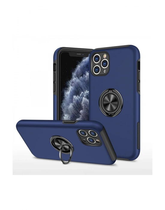 Newface iPhone 11 Pro Max Kılıf Elit Yüzüklü Kapak - Lacivert