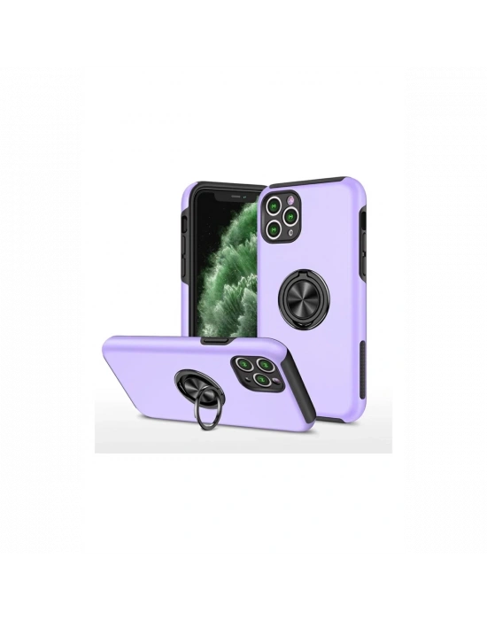 Newface iPhone 11 Pro Max Kılıf Elit Yüzüklü Kapak - Mor