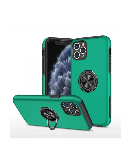 Newface iPhone 11 Pro Max Kılıf Elit Yüzüklü Kapak - Yeşil