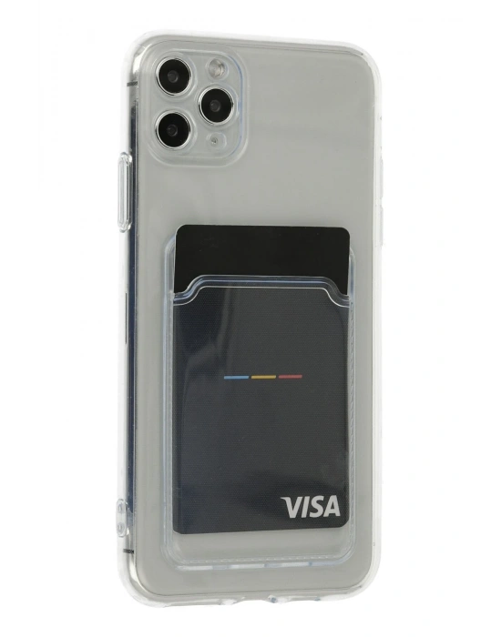 Newface iPhone 11 Pro Max Kılıf Kart Şeffaf Silikon - Şeffaf