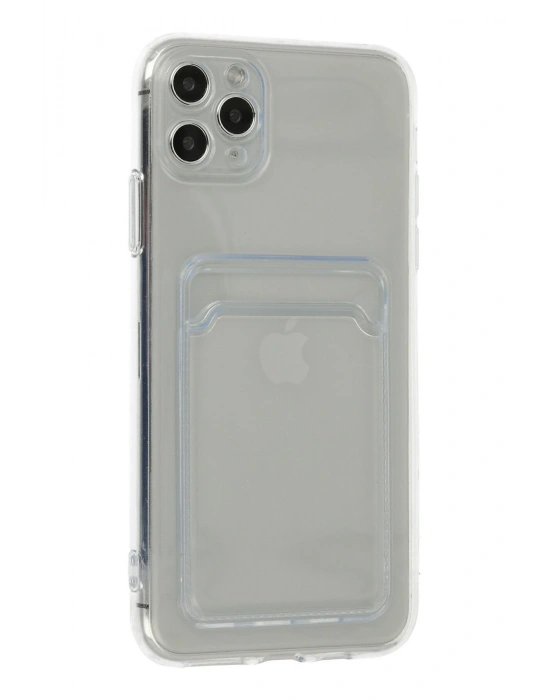 Newface iPhone 11 Pro Max Kılıf Kart Şeffaf Silikon - Şeffaf