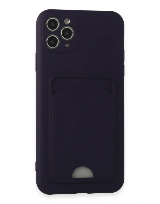 Newface iPhone 11 Pro Max Kılıf Kelvin Kartvizitli Silikon - Derin Mor