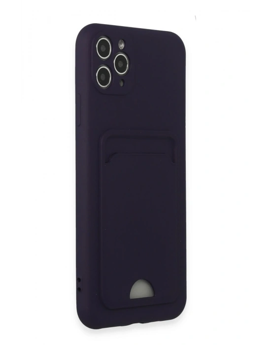 Newface iPhone 11 Pro Max Kılıf Kelvin Kartvizitli Silikon - Derin Mor