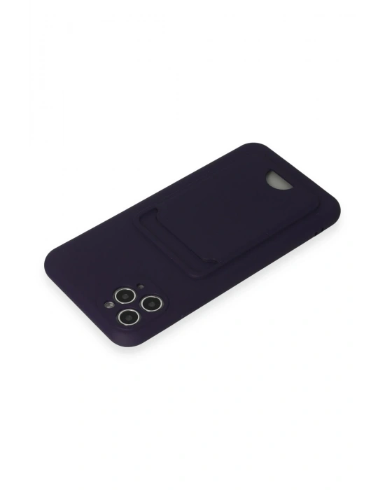 Newface iPhone 11 Pro Max Kılıf Kelvin Kartvizitli Silikon - Derin Mor