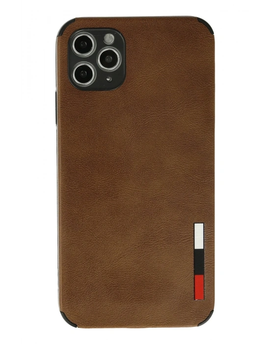 Newface iPhone 11 Pro Max Kılıf Loop Deri Silikon - Kahverengi
