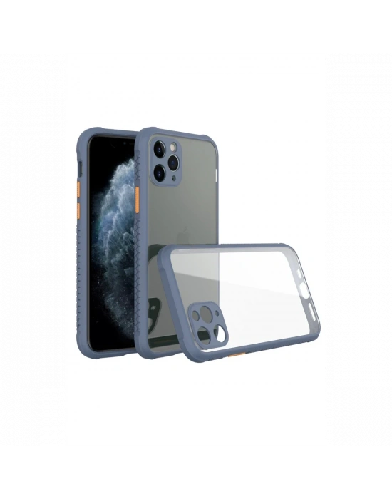 Newface iPhone 11 Pro Max Kılıf Miami Şeffaf Silikon - Gri