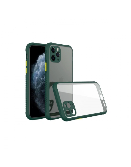 Newface iPhone 11 Pro Max Kılıf Miami Şeffaf Silikon - Koyu Yeşil