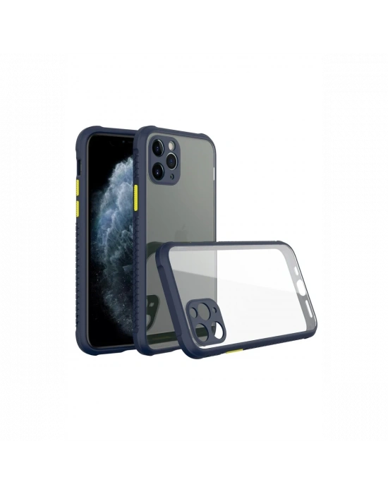 Newface iPhone 11 Pro Max Kılıf Miami Şeffaf Silikon - Lacivert