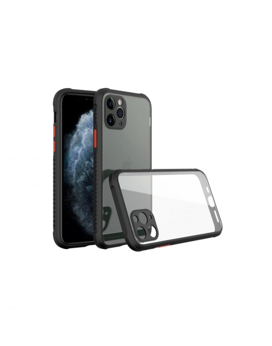 Newface iPhone 11 Pro Max Kılıf Miami Şeffaf Silikon - Siyah