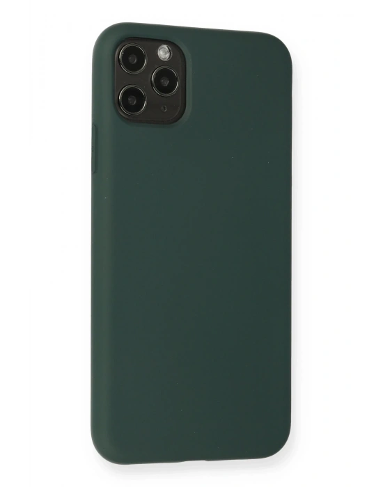 Newface iPhone 11 Pro Max Kılıf Nano içi Kadife Silikon - Koyu Yeşil