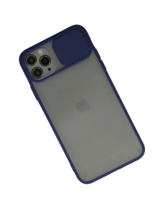 Newface iPhone 11 Pro Max Kılıf Palm Buzlu Kamera Sürgülü Silikon - Lacivert