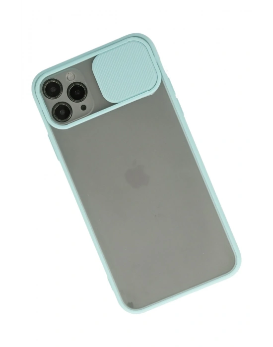 Newface iPhone 11 Pro Max Kılıf Palm Buzlu Kamera Sürgülü Silikon - Turkuaz