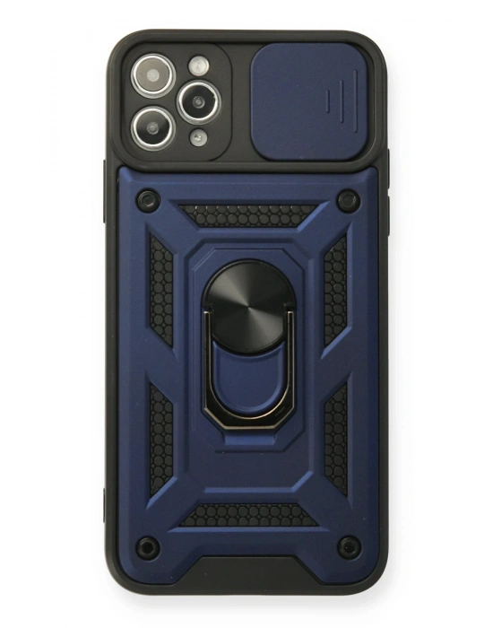 Newface iPhone 11 Pro Max Kılıf Pars Lens Yüzüklü Silikon - Lacivert