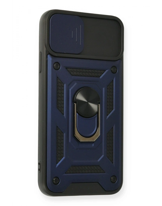 Newface iPhone 11 Pro Max Kılıf Pars Lens Yüzüklü Silikon - Lacivert