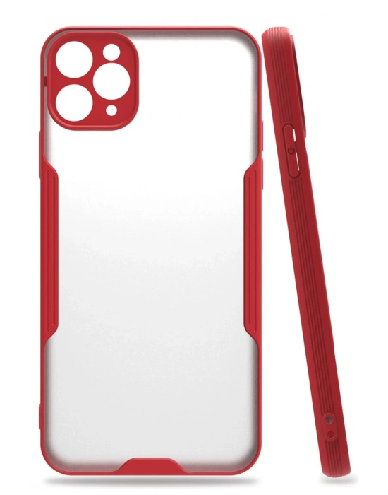 Newface iPhone 11 Pro Max Kılıf Platin Silikon - Kırmızı