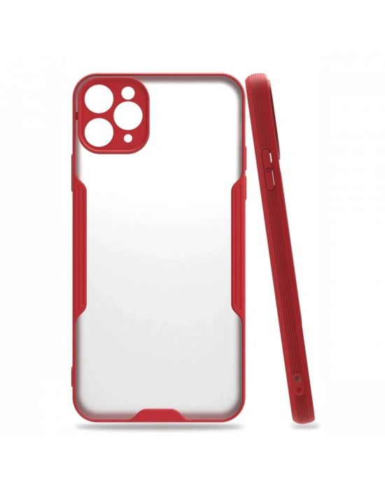 Newface iPhone 11 Pro Max Kılıf Platin Silikon - Kırmızı