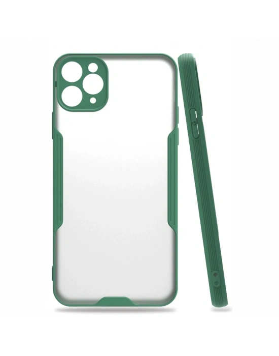 Newface iPhone 11 Pro Max Kılıf Platin Silikon - Yeşil