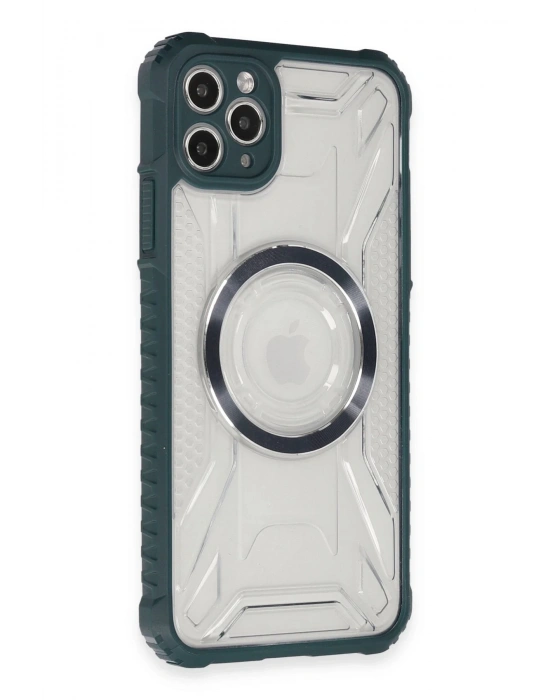 Newface iPhone 11 Pro Max Kılıf Prag Magneticsafe Kapak - Koyu Yeşil