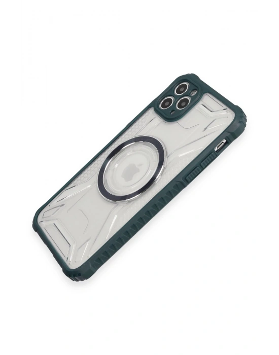 Newface iPhone 11 Pro Max Kılıf Prag Magneticsafe Kapak - Koyu Yeşil