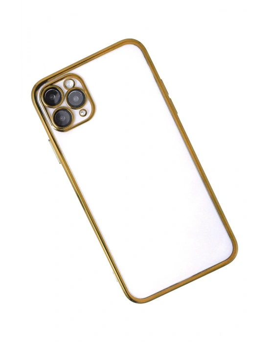 Newface iPhone 11 Pro Max Kılıf Razer Lensli Silikon - Gold
