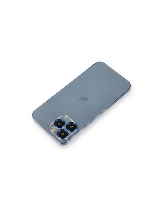 Newface iPhone 11 Pro Max Metal Kamera Lens Koruma Cam - Mavi