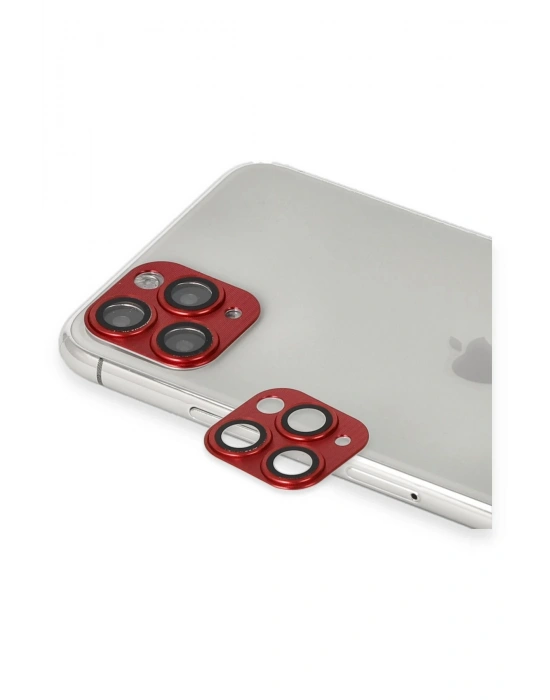 Newface iPhone 11 Pro Max Pers Alüminyum Kamera Lens - Kırmızı